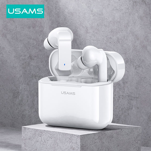 USAMS Wireless Bluetooth 5.0 Earphones 500mAh Charge Box ANC Active Noise Cancellation Earbuds Headsets TWS Binaural Headphones