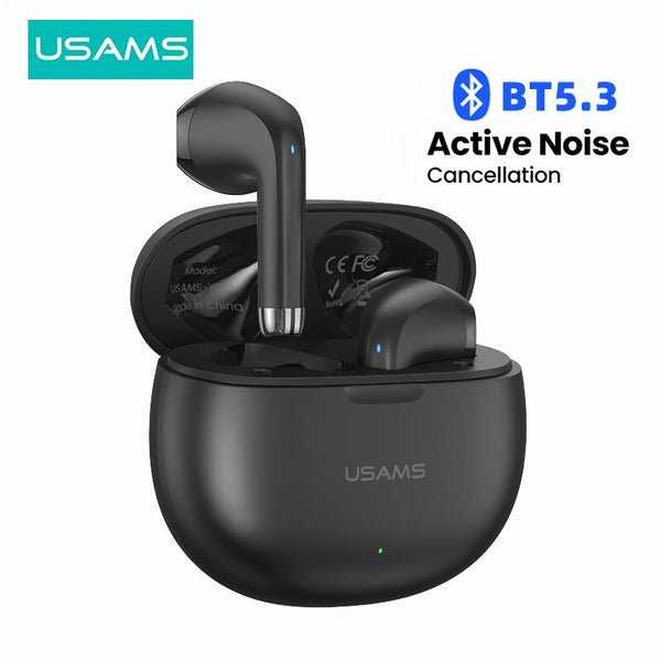 USAMS YO17 TWS Earphone Wireless Bluetooth 5.3 Earbuds Headset ANC Active Noise Cancellation Earphones 35dB Hybrid Headphones