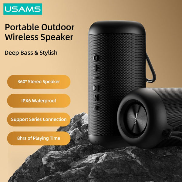 USAMS YX Portable Outdoor IPX6 Wireless Speaker Waterproof BT 5.0 Loudspeaker Voice Box Active Deep Bass Stereo Speaker