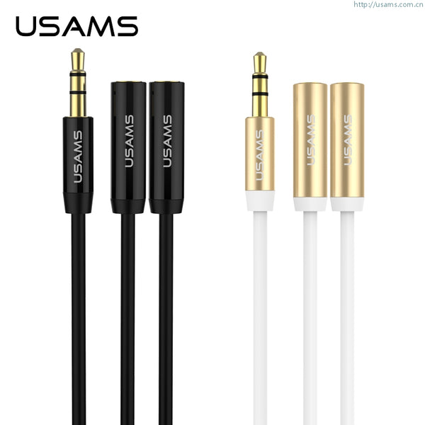 3.5mm 2 in 1 Y Splitter Adapter Audio Aux Cable Stereo Headphone 50cm Male to 2 Female extension cord for iPhone iPad MP3