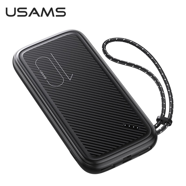 Usams Power Bank For iPhone 11 Pro Charger PowerBank 10000mAh With Hanging For Xiaomi 10 9 External Battery LED Display USB PowerBank