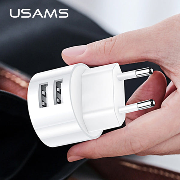 USAMS Mobile Phone Charger for iPhone Samsung 2.1A 2 port EU/UK/US Plug Wall Charger for iOS/Android mobile Phone Chargers