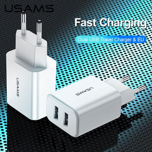 USAMS PD Fast Charger Dual USB Travel Quick Charging Portable Mobile Phone Fast Charge for iPhone Samsung Xiaomi Huawei Fast Charger