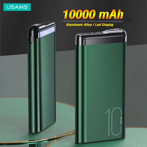 USAMS Powerbank 10000mah Mini Battery Powerbank For Xiaomi Huawei Iphone 12 pro Max 11 8 Xiaom Huawei Samsung USB Type C External Battery Power Bank