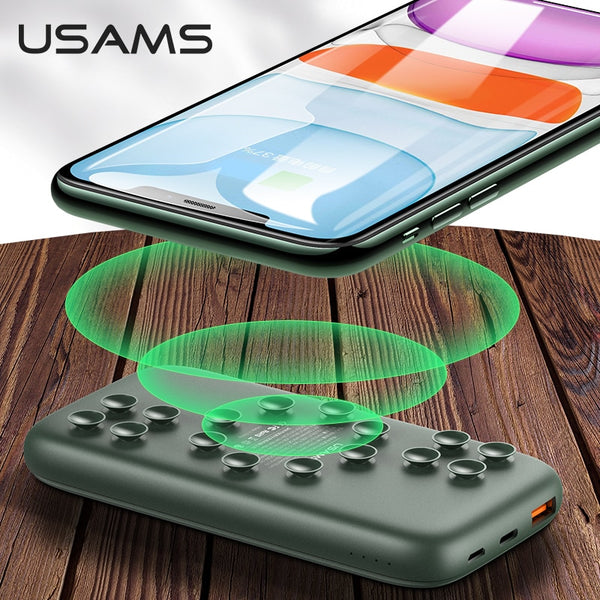 USAMS Wireless Charger Power Bank QC 3.0 PD Fast Charging External Battery Charger Powerbank Xiaomi/iphone/Huawei/Samsung Mobile