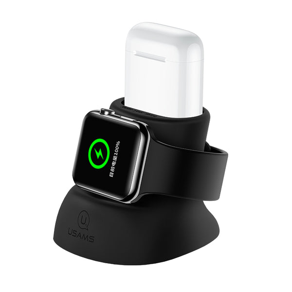 US-ZJ051 2 IN 1 Silicon Charging Holder For Apple Watch And AirPods