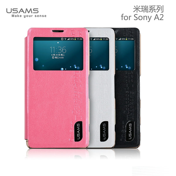 Sony Xperia A2 Stand Case Cover Luxury PU Leather With Window Merry Series