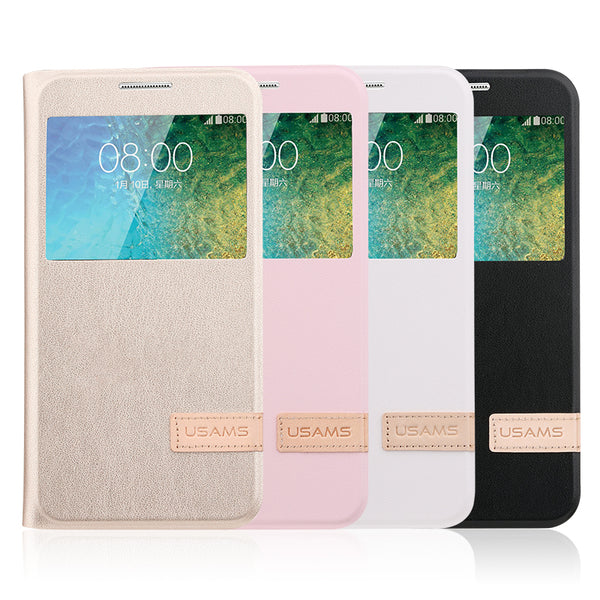 Samsung Galaxy E5 Case Cover Muge Series Flip Stand High Quality Leather With Window