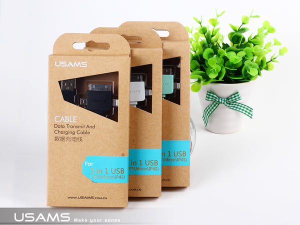 USAMS USB Data Cables - 3 In 1